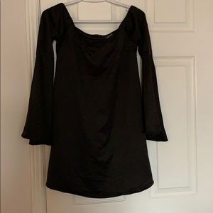 Off the shoulder Black Silk Dress